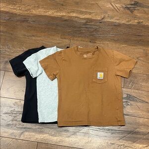 Carhartt Kids' Tan, Charcoal and Gray Pocket Tees - 3 T-Shirt Bundle